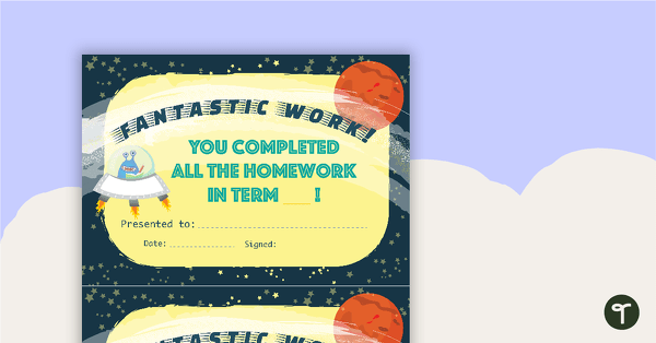 Homework Certificates teaching resource