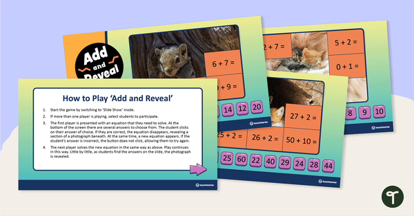 Add and Reveal the Picture PowerPoint – Addition Practice (Basic) teaching resource