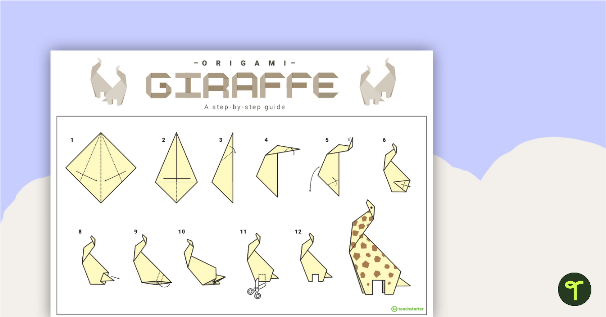 Origami Giraffe Step-By-Step Instructions teaching resource