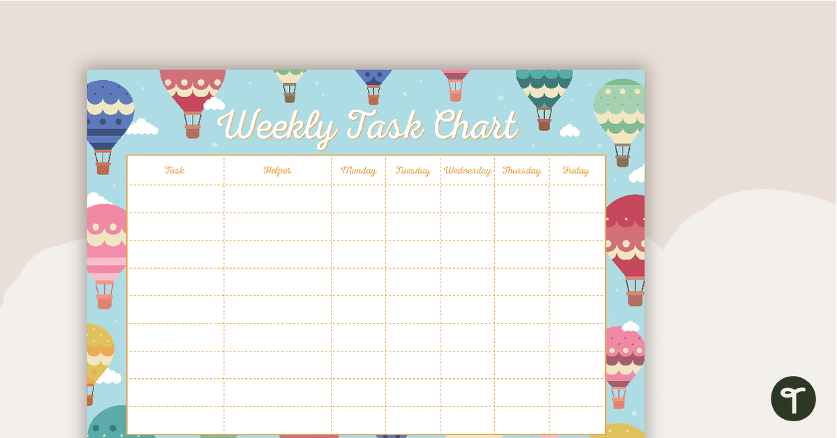 Preview image for Hot Air Balloons - Weekly Task Chart - teaching resource