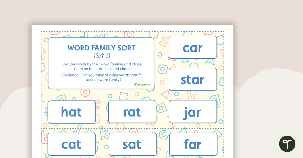 Word Family Sorting Activity – Set 1 teaching resource
