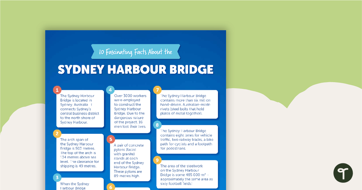 10 Fascinating Facts About the Sydney Harbour Bridge – Comprehension Worksheet teaching resource