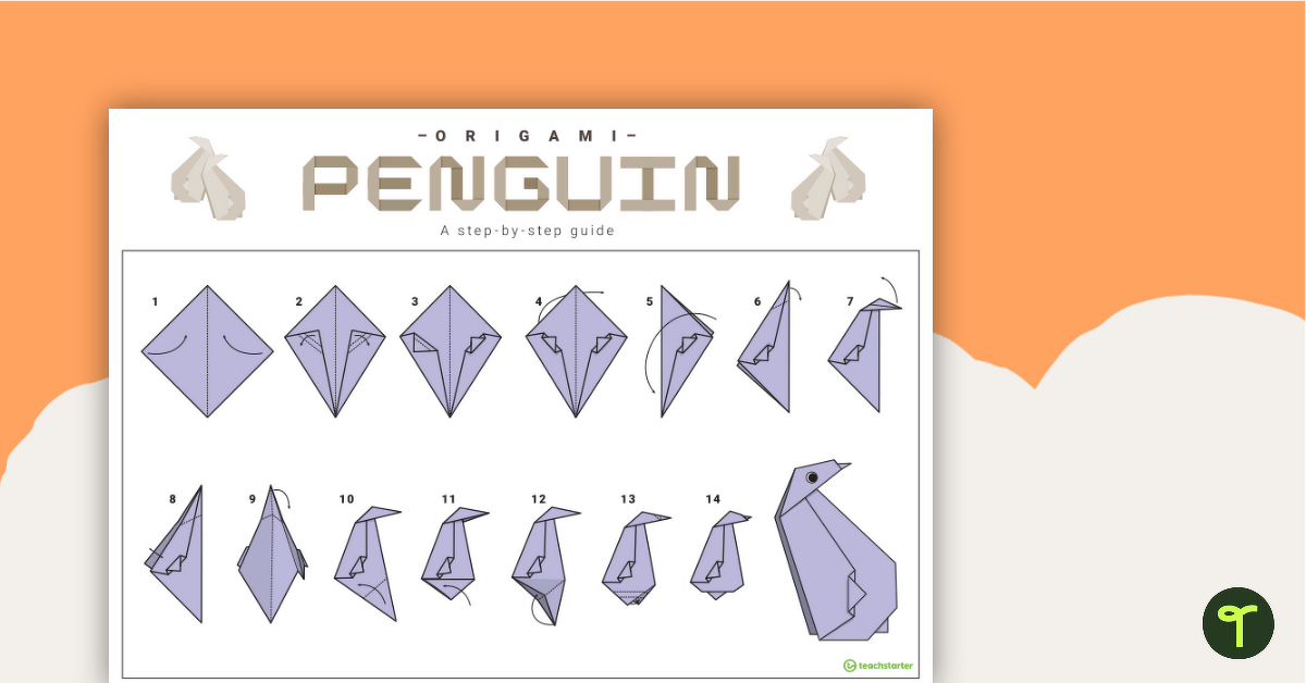 Origami Penguin Step-By-Step Instructions teaching resource