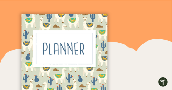 Llama and Cactus Printable Teacher Diary – Binder Cover Page, Spines and Tabs teaching resource