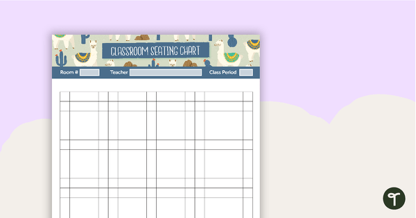 Go to Llama and Cactus Printable Teacher Planner - Seating Chart (Portrait) teaching resource