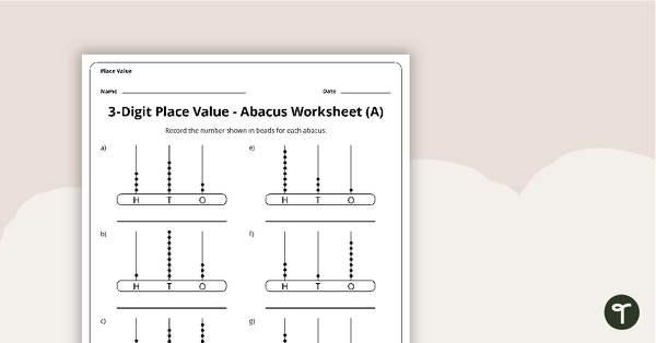 3-Digit Abacus Worksheets teaching resource
