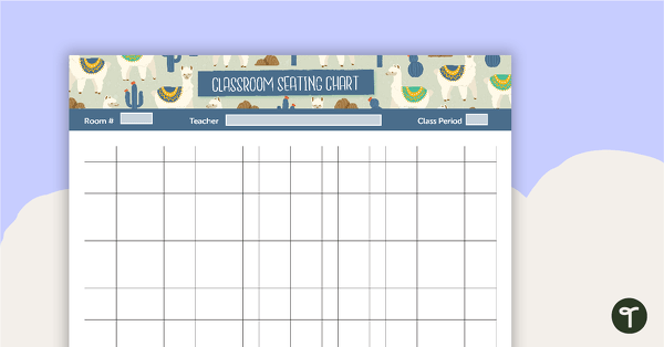 Llama and Cactus Printable Teacher Planner – Seating Chart (Landscape) teaching resource