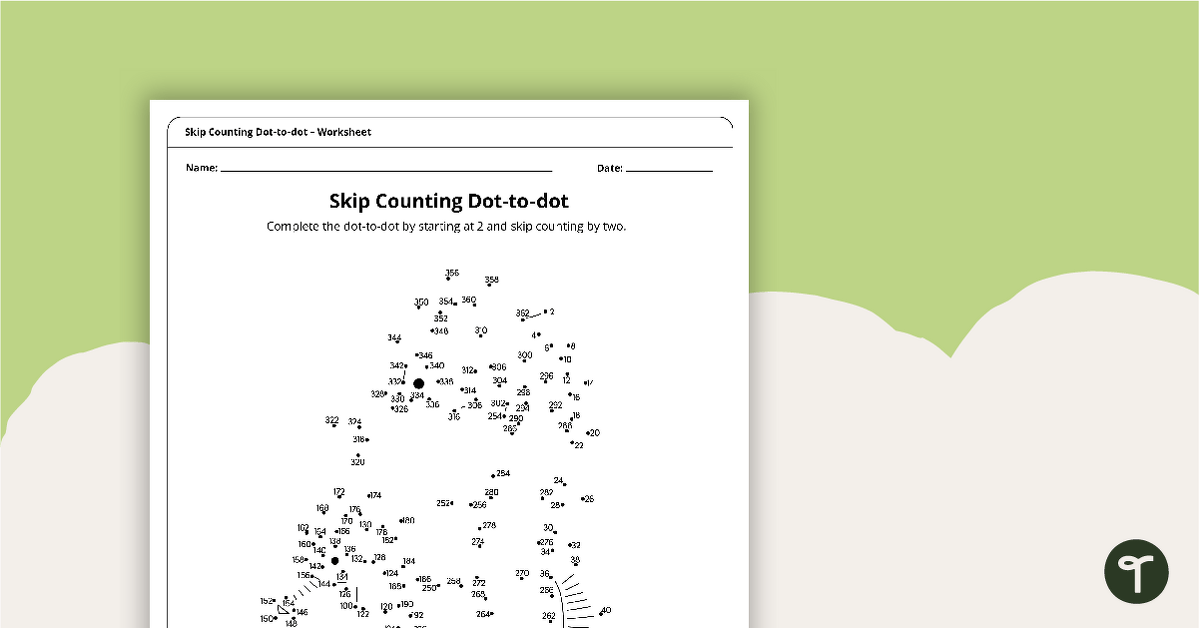 Complex Dot-to-dot – Skip Counting by Twos (Seahorses) – Worksheet teaching resource