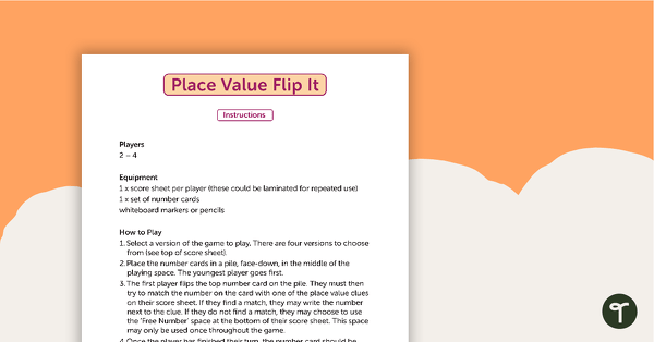 Go to 3-Digit Place Value Card Game - Flip It! teaching resource