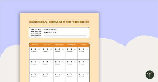 Monthly Behavior Tracker teaching resource