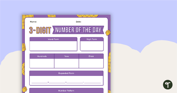 Image of 3-Digit Number of the Day Worksheet