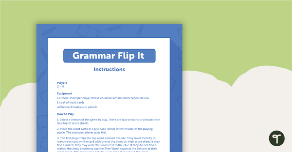 Go to Verb Grammar Card Game - Flip It! teaching resource