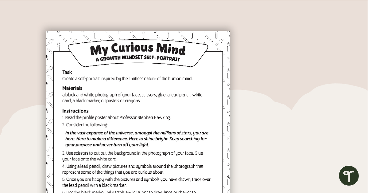 'My Curious Mind' Growth Mindset Art Activity teaching resource