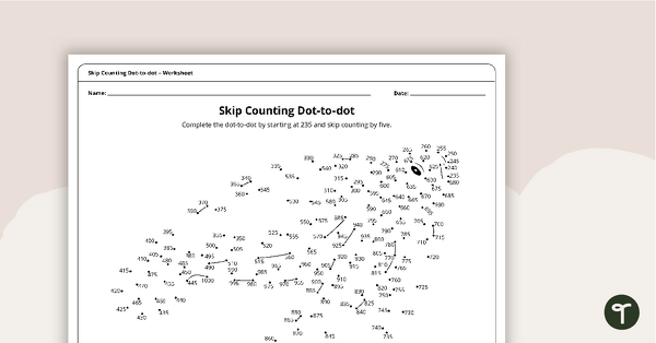Go to Complex Dot-to-dot – Skip Counting by Fives (Turtle) – Worksheet teaching resource