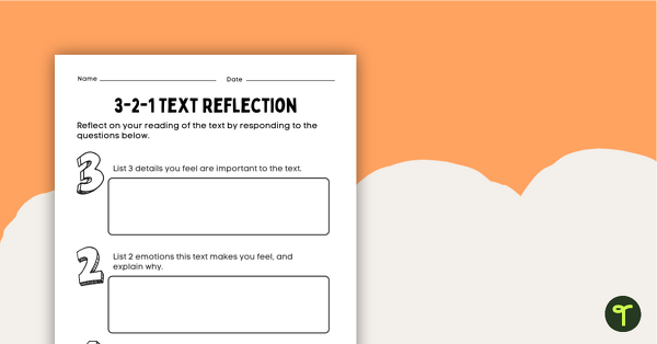 Preview image for 3-2-1 Text Reflection Template - teaching resource