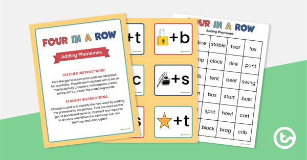 Four in a Row Game - Adding Phonemes teaching resource
