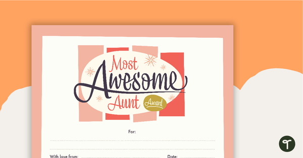 Preview image for Most Awesome Aunt Award - teaching resource