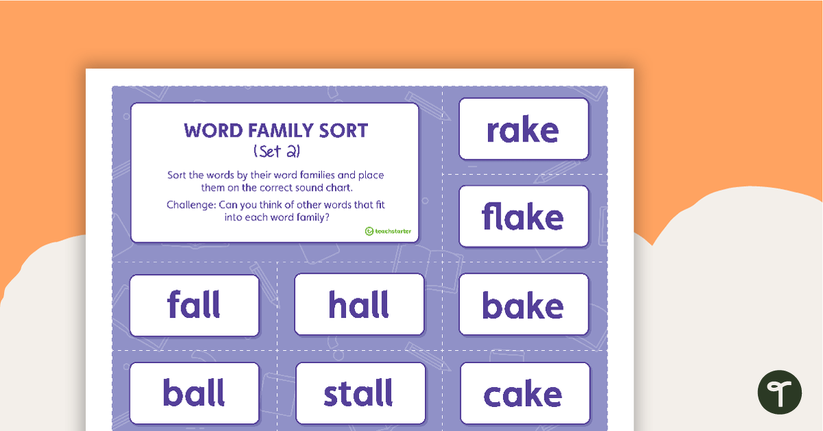 Word Family Sorting Activity – Set 2 teaching resource