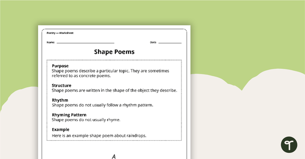 Image of Writing a Shape Poem Worksheet