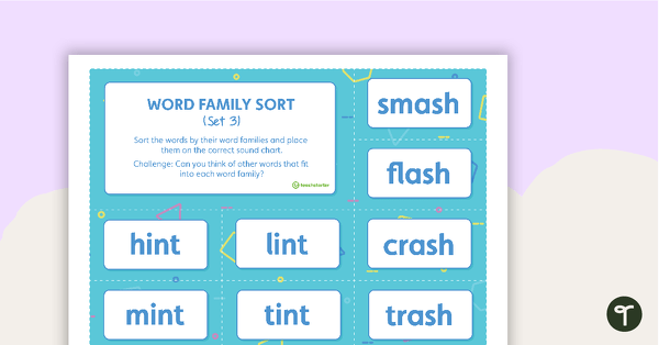 Go to Word Family Sorting Activity – Set 3 teaching resource