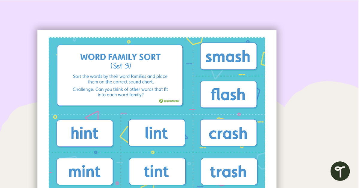Word Family Sorting Activity – Set 3 teaching resource