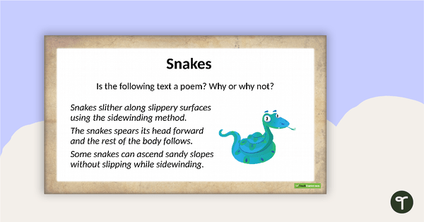 Elements of Poetry PowerPoint - Year 5 and Year 6 teaching resource