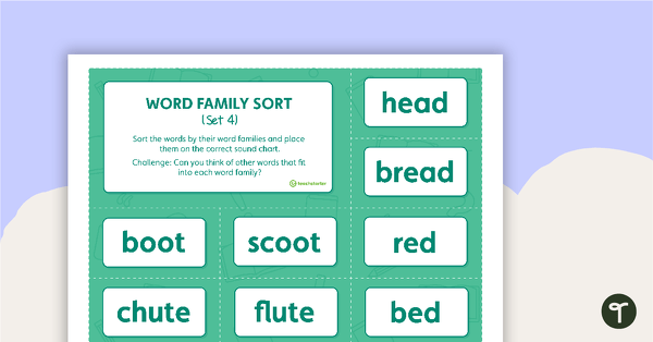 Go to Word Family Sorting Activity – Set 4 teaching resource