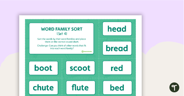 Go to Word Family Sorting Activity – Set 4 teaching resource