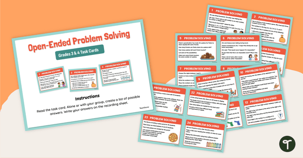 Go to Open-ended Maths Problem Solving Cards - Middle Primary teaching resource