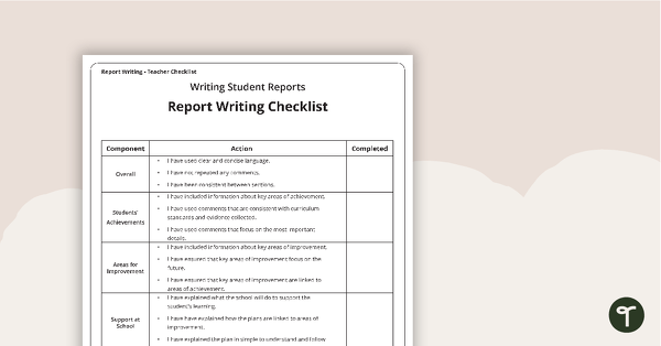Teacher Report Writing Checklist teaching resource