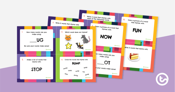Preview image for Rhyming Task Cards - teaching resource