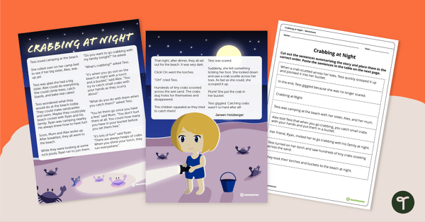Go to Crabbing at Night - Sequencing Worksheet teaching resource
