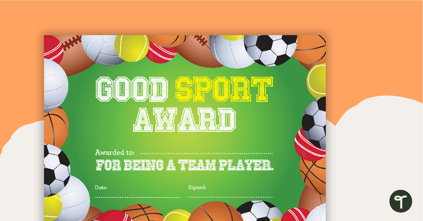Go to Good Sport Certificate teaching resource