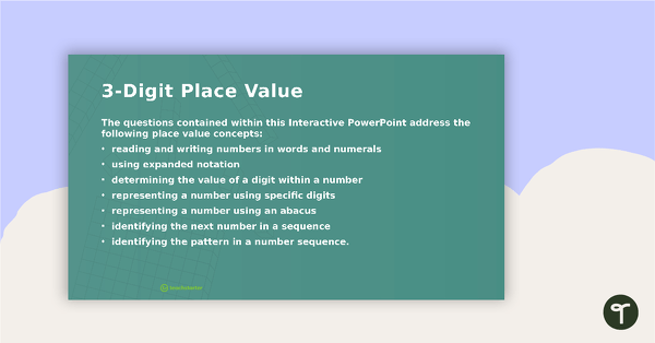 Go to 3-Digit Place Value Warm Up - Interactive PowerPoint teaching resource