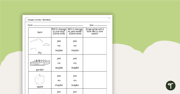 Preview image for Changes I Can See - Worksheet - teaching resource