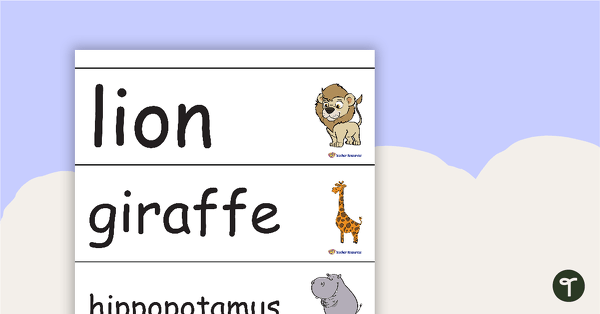 32 At the Zoo Theme Vocabulary Words teaching resource