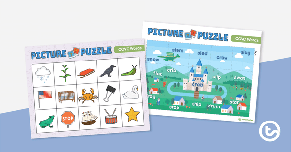 Reading CCVC Words - Picture Puzzle teaching resource