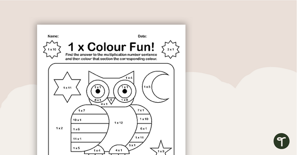 Colour by Number - 1 x Multiplication Facts teaching resource