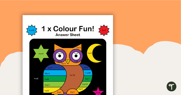 Colour by Number - 1 x Multiplication Facts teaching resource