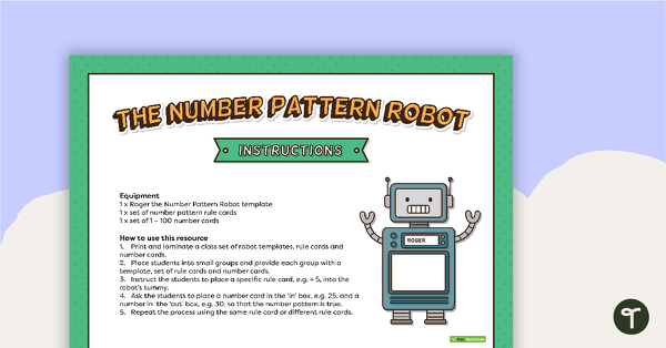The Number Pattern Robot teaching resource