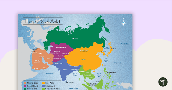 Map of the Regions of Asia teaching resource