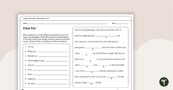 Comical Chronicle Worksheets – Year 3 – Set 2 teaching resource