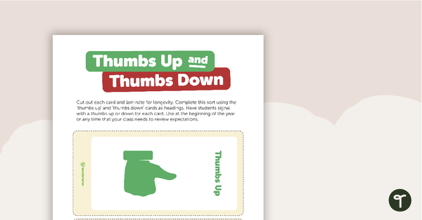 Thumbs Up and Thumbs Down Expectations Sort teaching resource