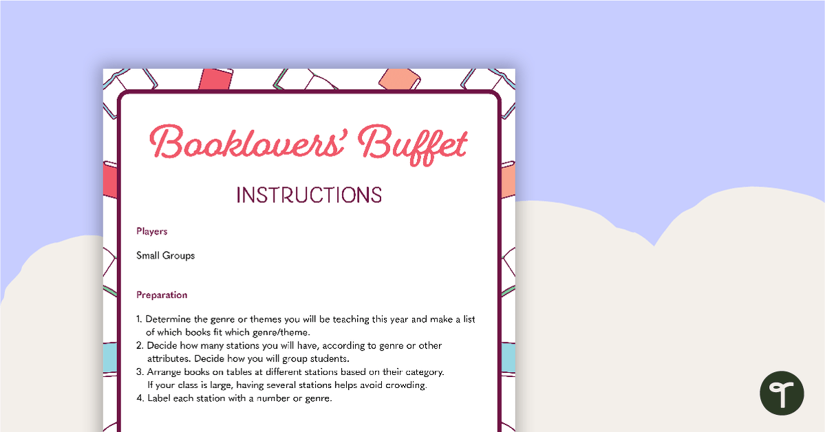 Booklovers' Buffet teaching resource