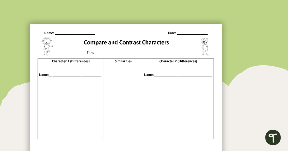 Compare and Contrast - Characters Worksheet teaching resource