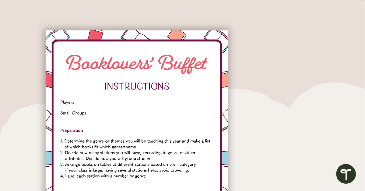 Booklovers' Buffet teaching resource