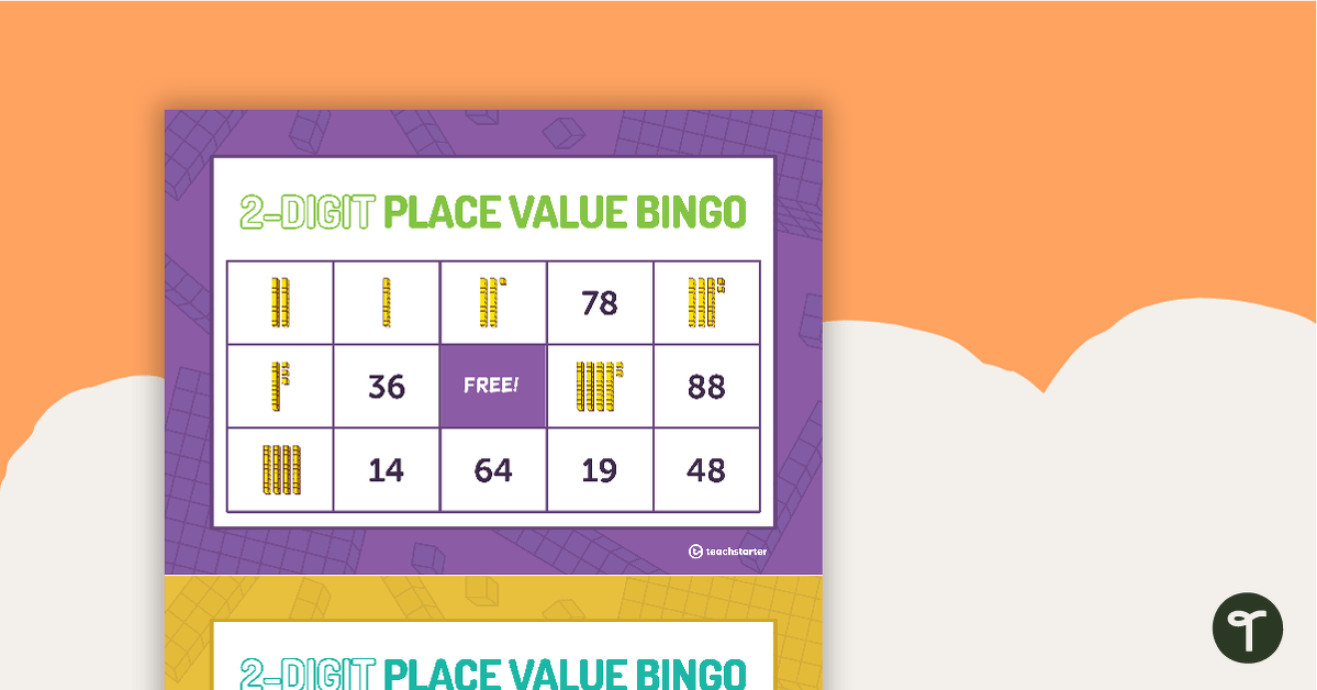 Two-Digit Place Value Bingo Game (Digits and MAB) teaching resource