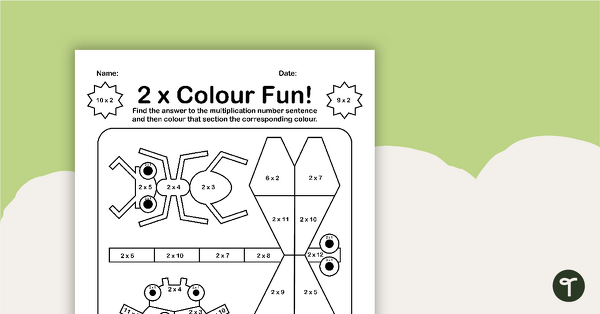 Colour by Number - 2 x Multiplication Facts teaching resource