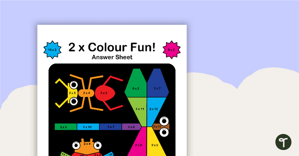 Colour by Number - 2 x Multiplication Facts teaching resource