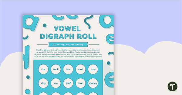 Vowel Digraph Roll Game (Blue) teaching resource